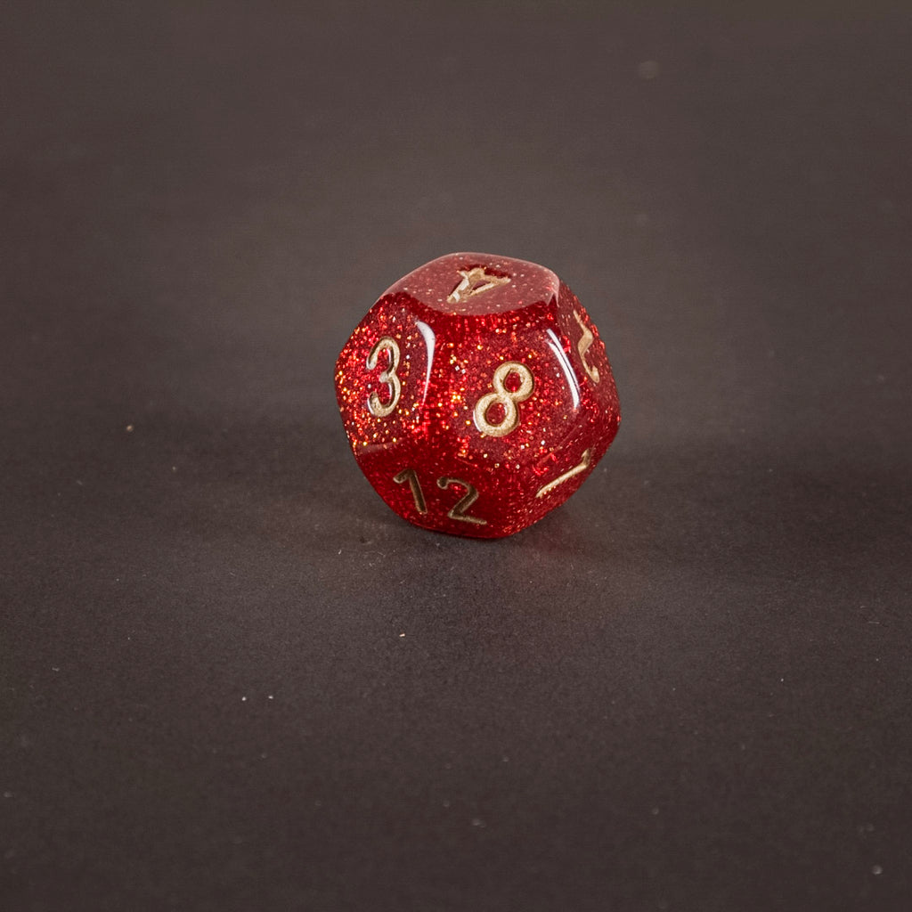 „Crimson Ember“ 7-teiliges Glitzer-Würfelset