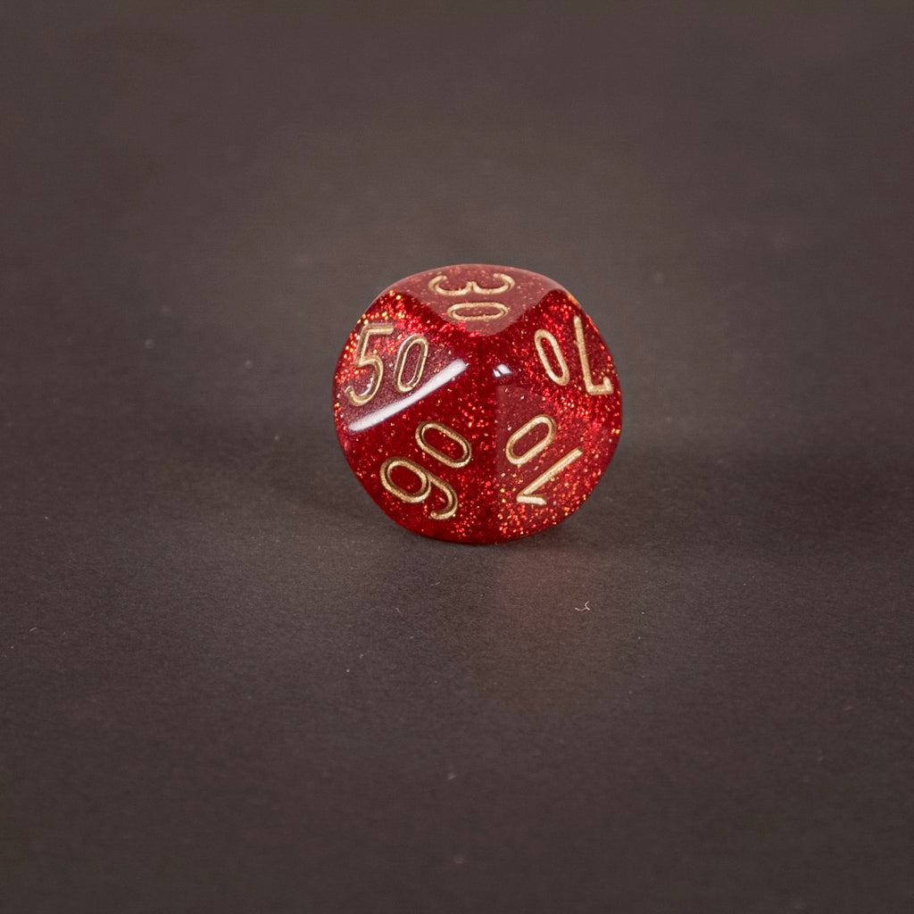 „Crimson Ember“ 7-teiliges Glitzer-Würfelset