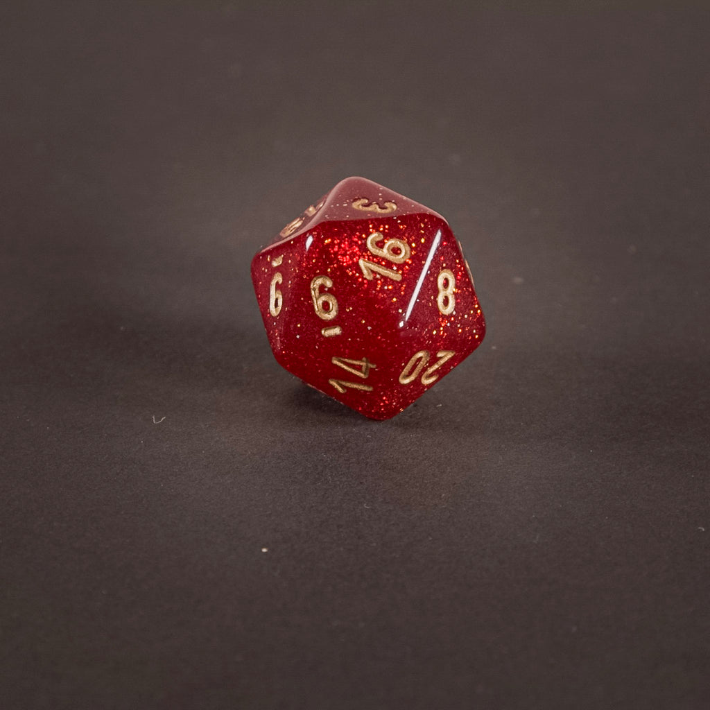 „Crimson Ember“ 7-teiliges Glitzer-Würfelset