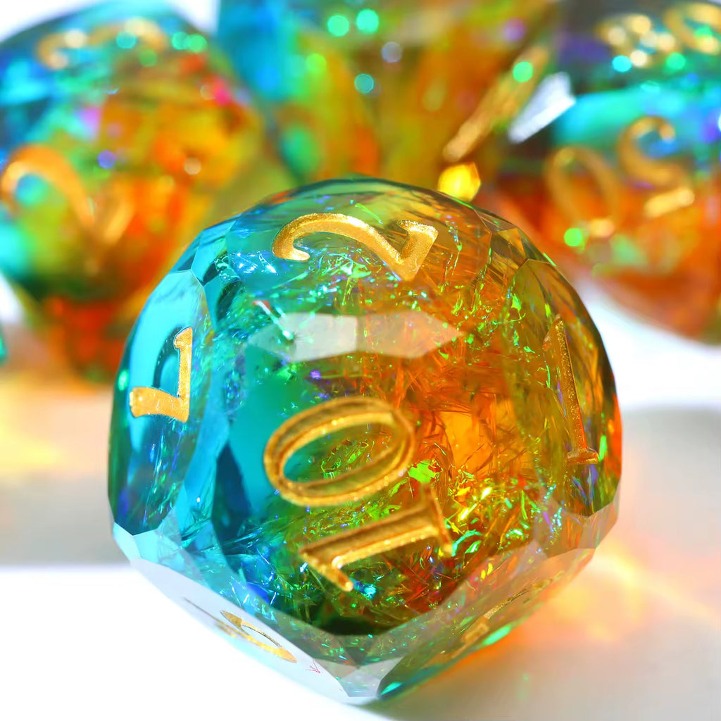 Rollcraft "Feywild Sunset" - Premium Resin Würfel-Set (Sharp Edge)