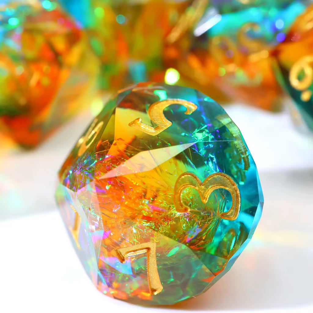 Rollcraft "Feywild Sunset" - Premium Resin Würfel-Set (Sharp Edge)