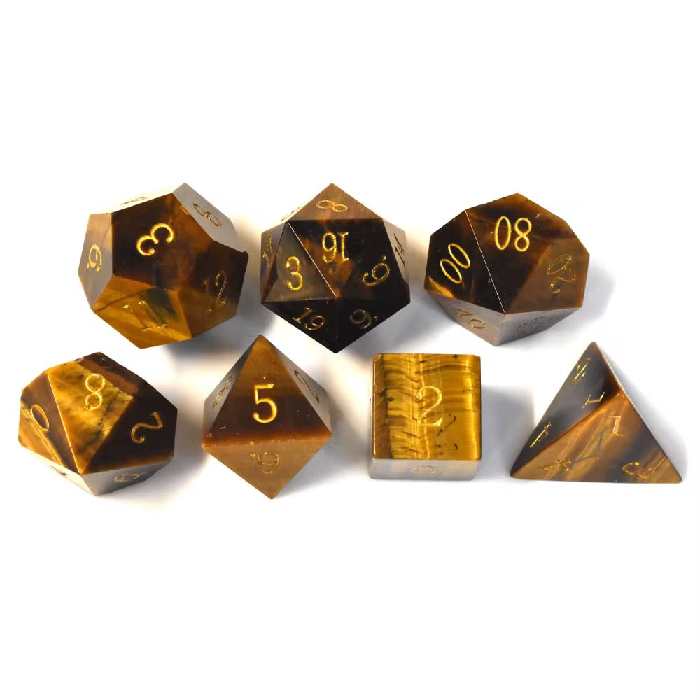 Rollcraft "Eye of the Behemoth" - Naturstein Würfel-Set (Tigerauge)