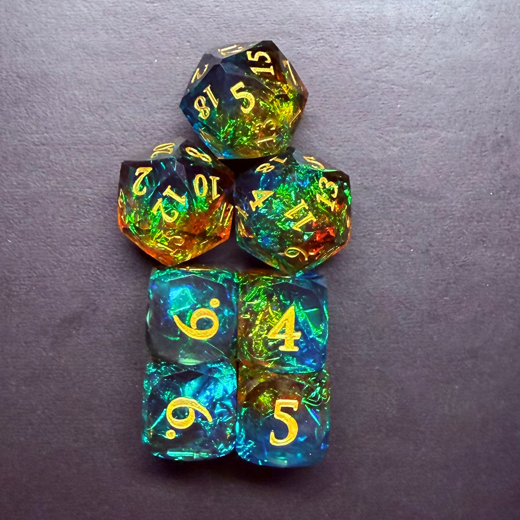 [3W20] Rollcraft "Feywild Sunset" - Premium Resin Würfel-Set (Sharp Edge)