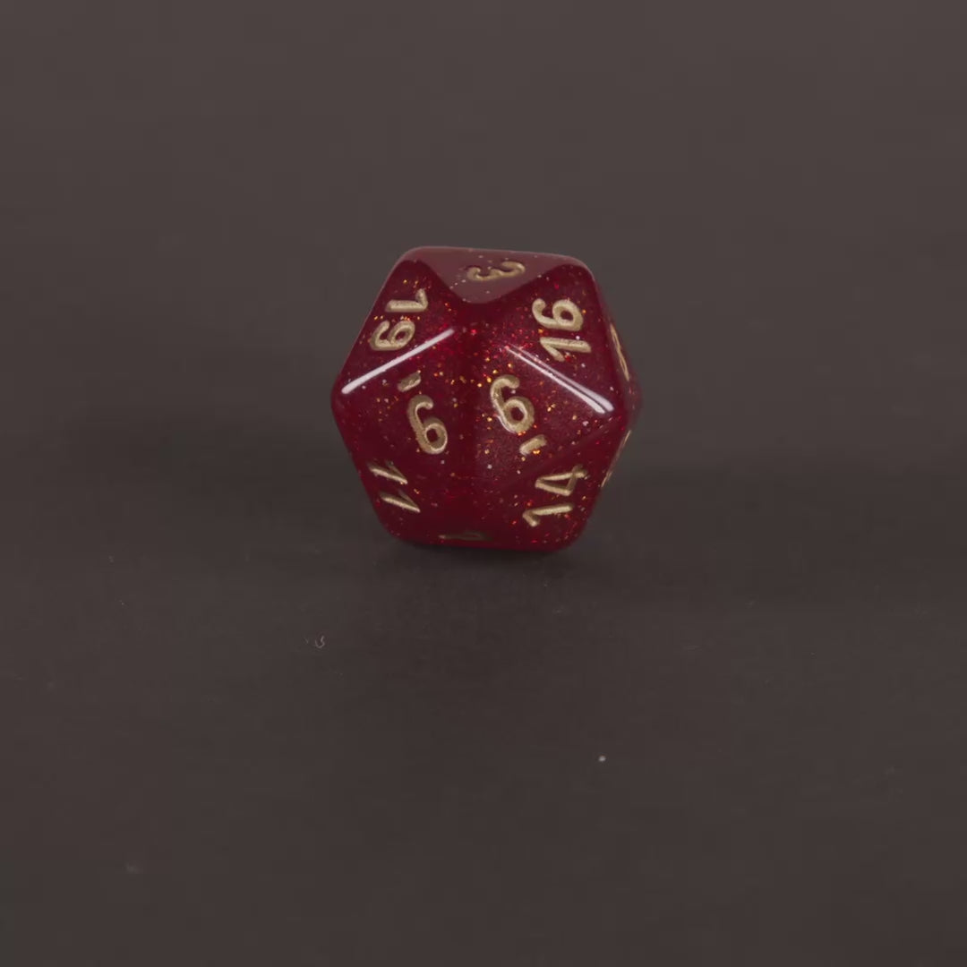„Crimson Ember“ 7-teiliges Glitzer-Würfelset